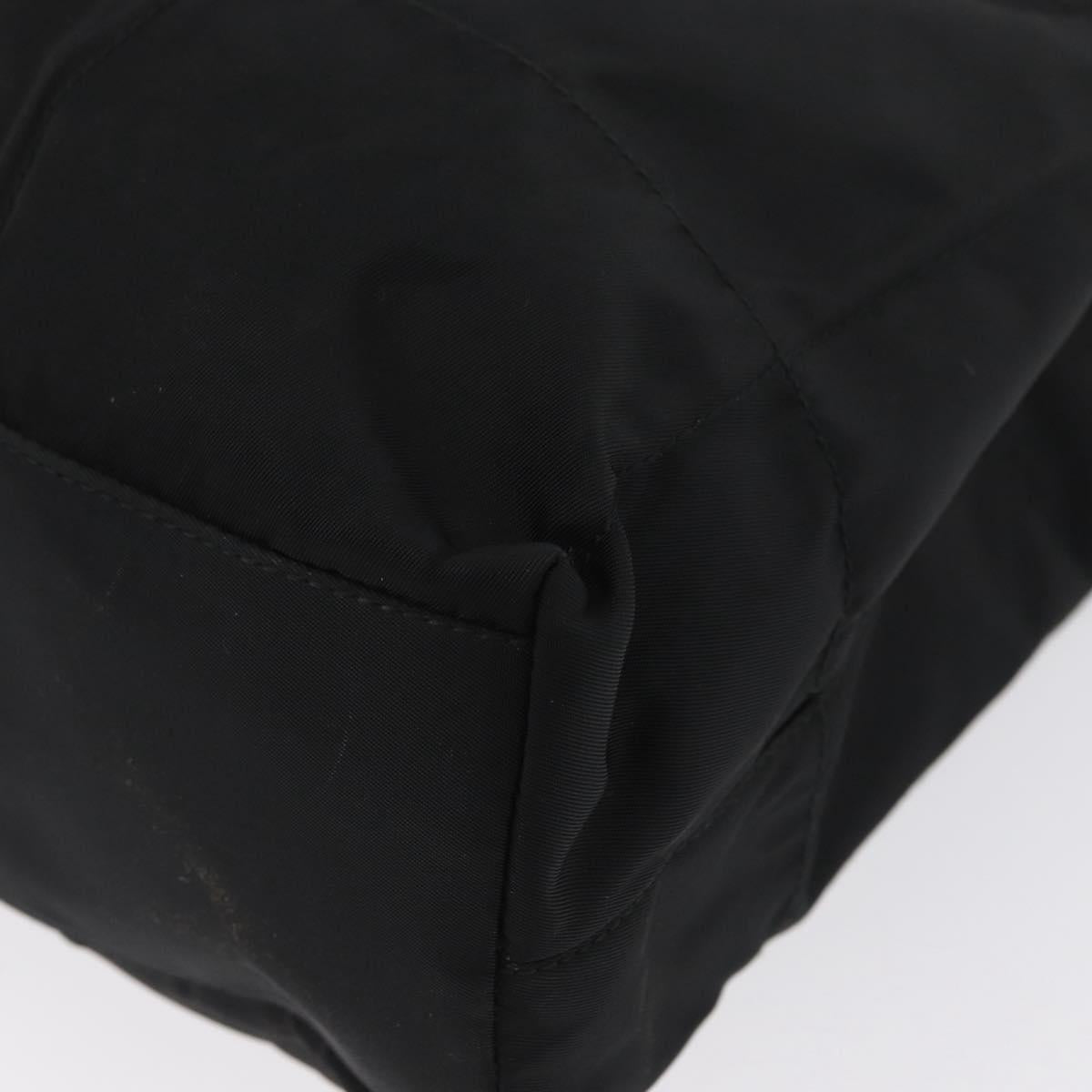 PRADA Tote Bag Nylon Black Silver Auth bs32790