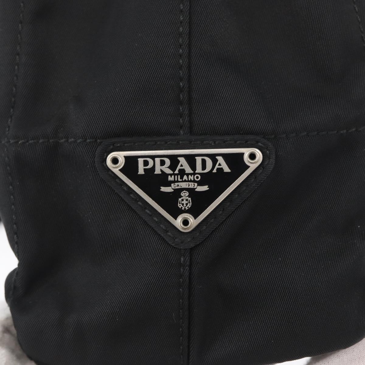 PRADA Tote Bag Nylon Black Silver Auth bs32790