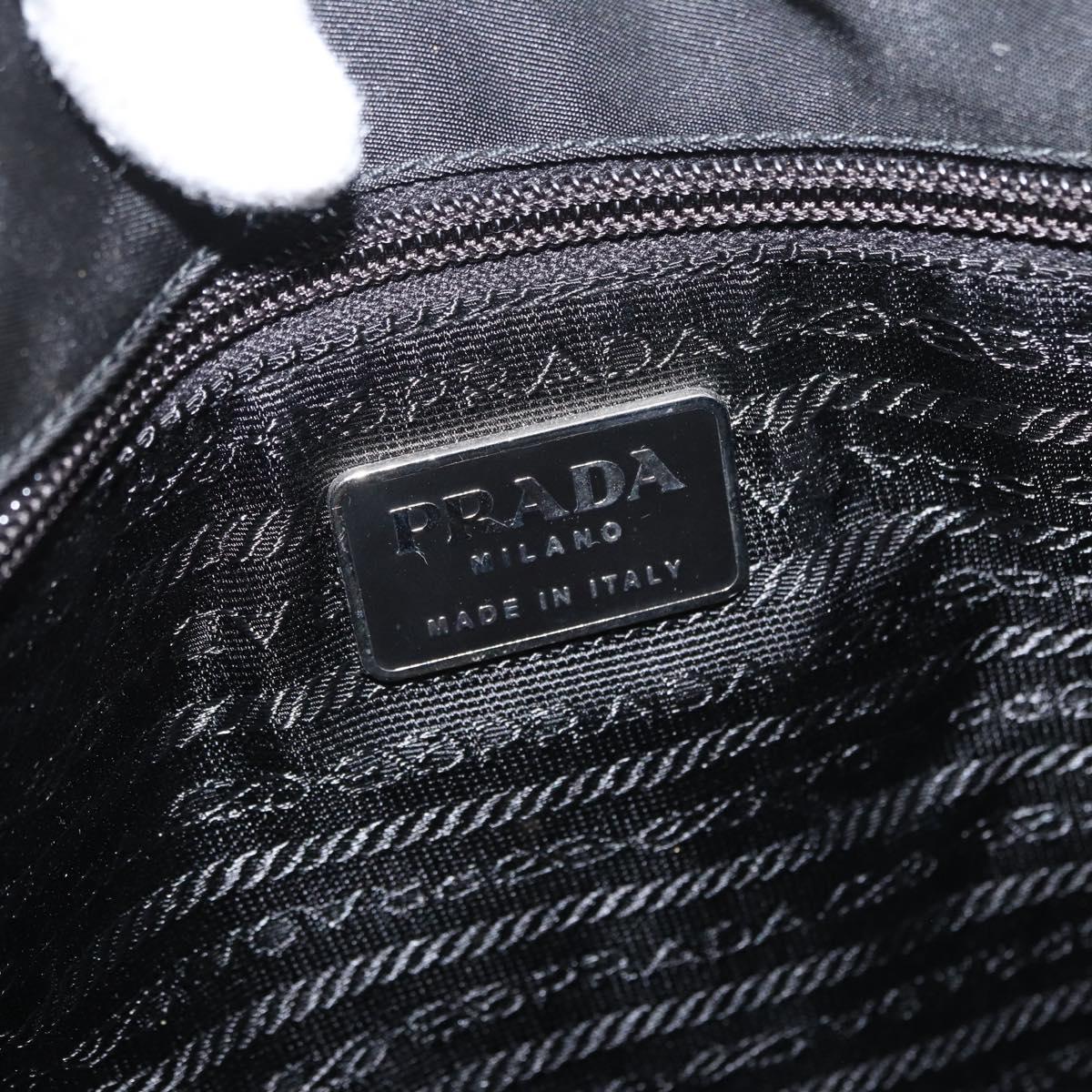 PRADA Tote Bag Nylon Black Silver Auth bs32790