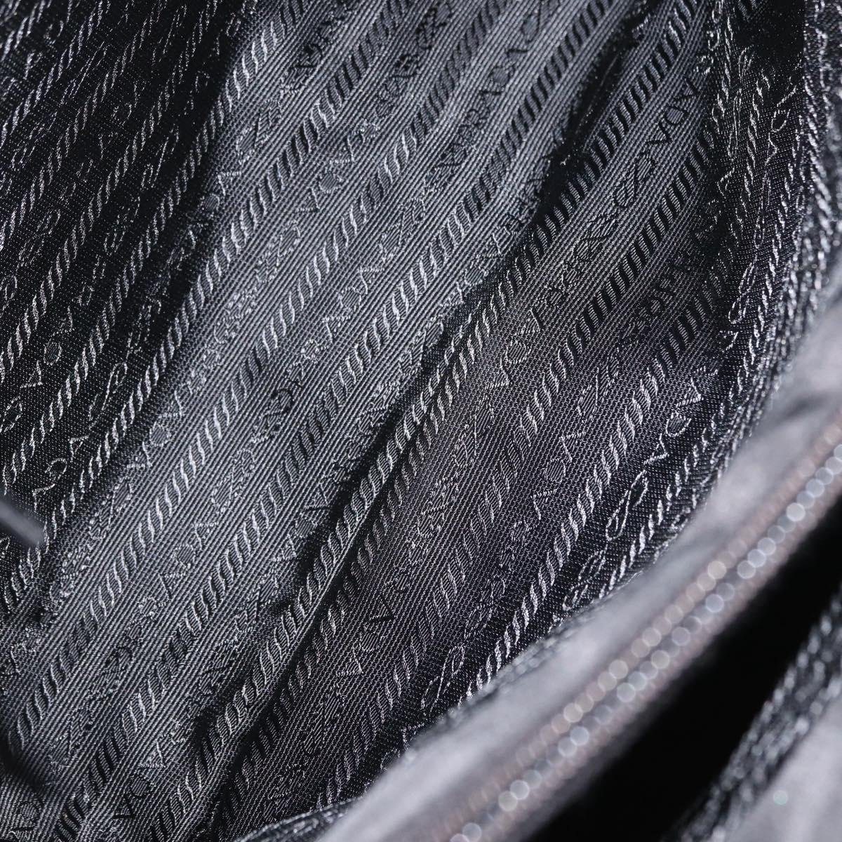 PRADA Tote Bag Nylon Black Silver Auth bs32790