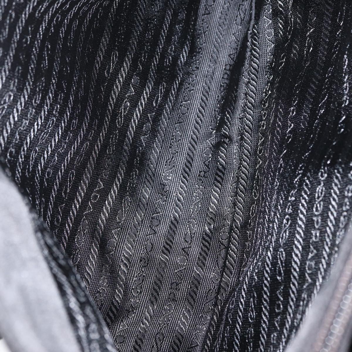 PRADA Tote Bag Nylon Black Silver Auth bs32790