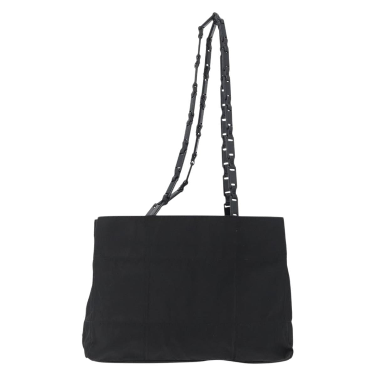 PRADA Tote Bag Nylon Black Silver Auth bs32790