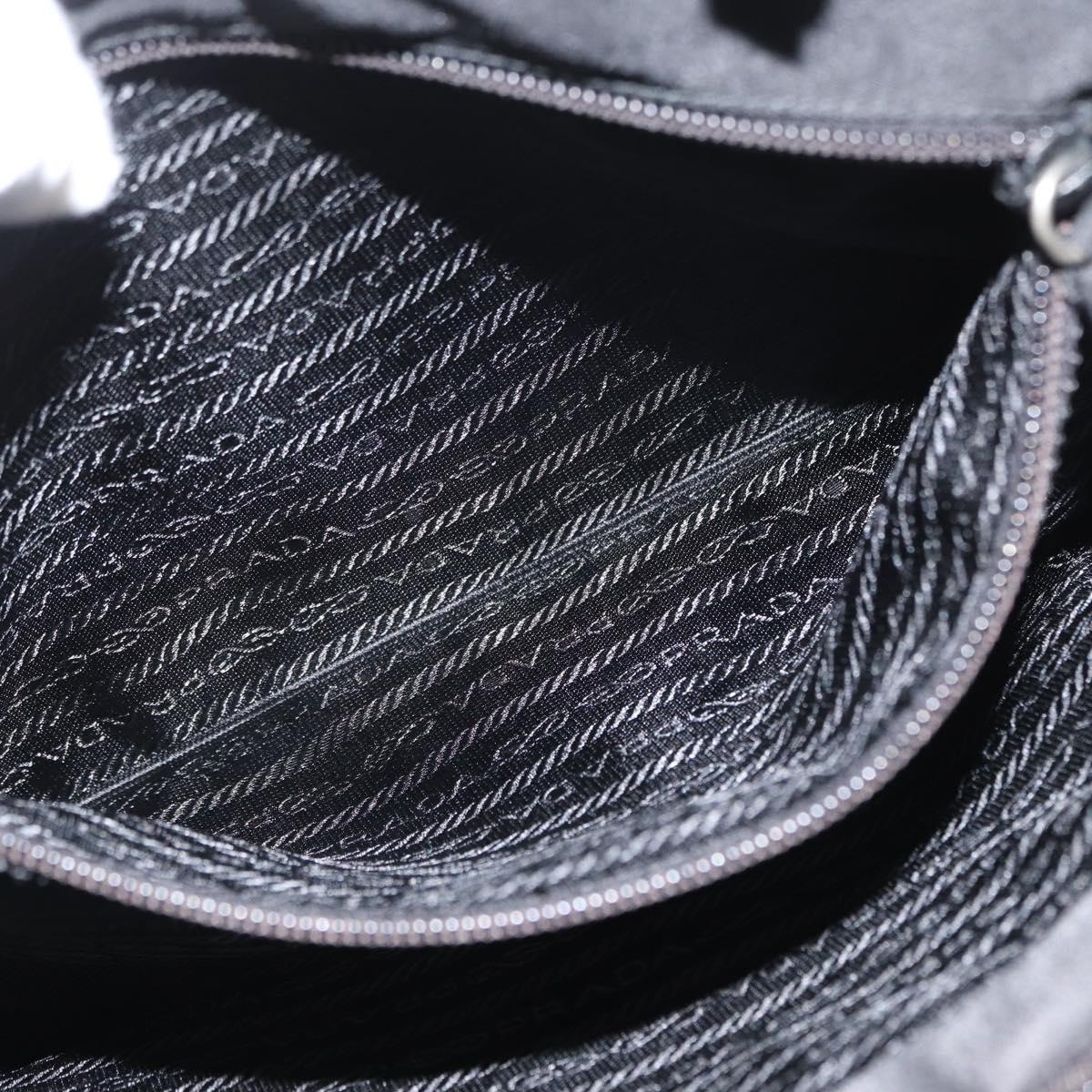 PRADA Tote Bag Nylon Black Silver Auth bs32790