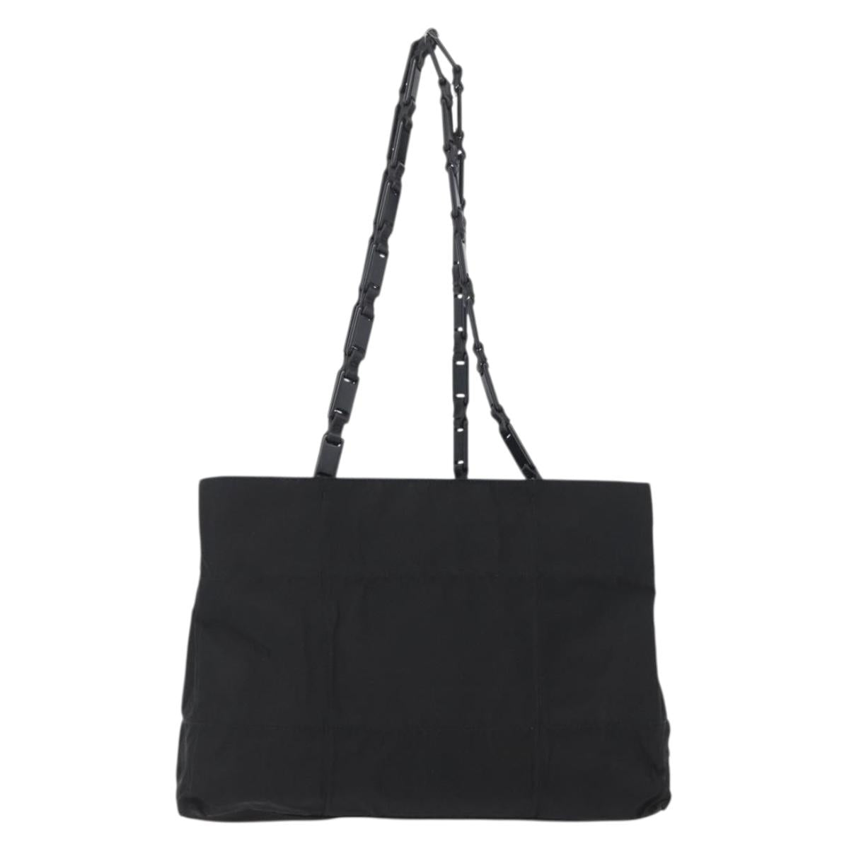 PRADA Tote Bag Nylon Black Silver Auth bs32790