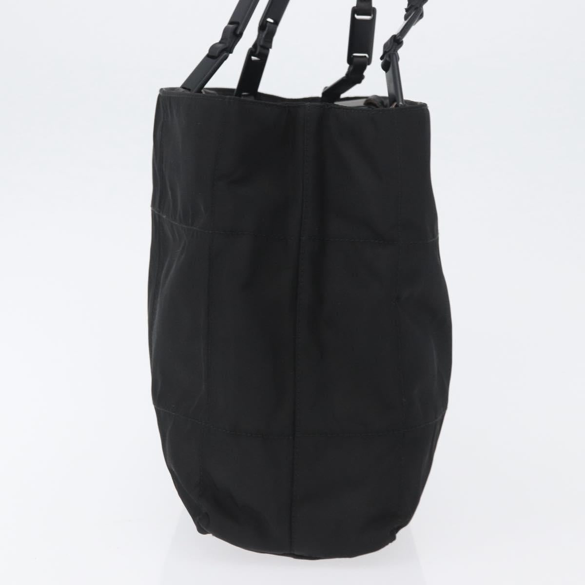 PRADA Tote Bag Nylon Black Silver Auth bs32790