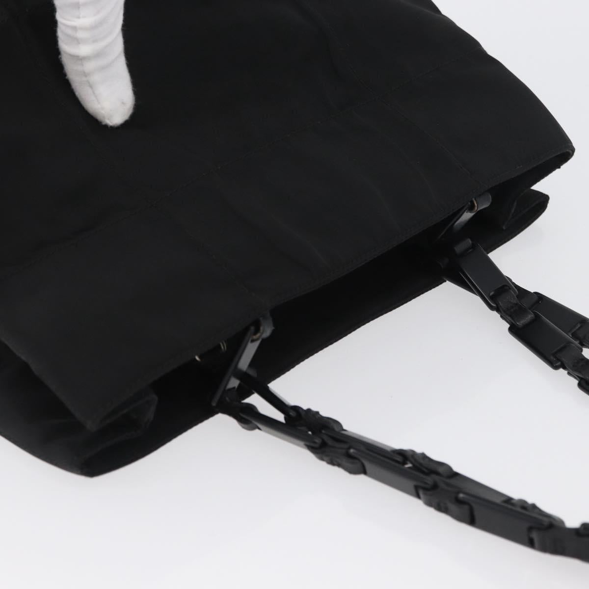 PRADA Tote Bag Nylon Black Silver Auth bs32790