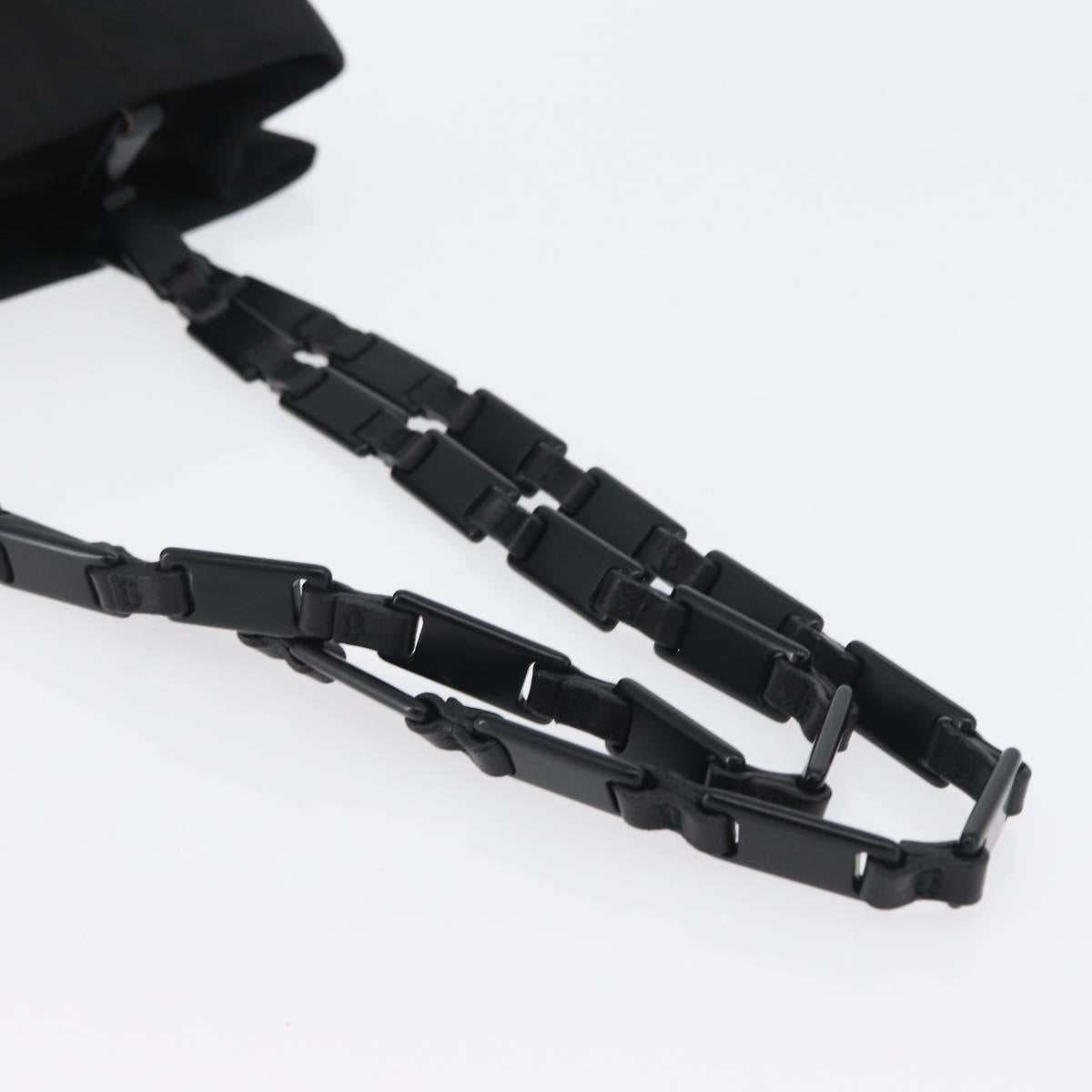 PRADA Tote Bag Nylon Black Silver Auth bs32790