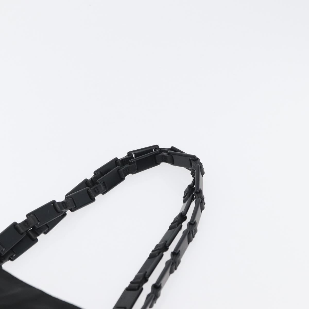 PRADA Tote Bag Nylon Black Silver Auth bs32790