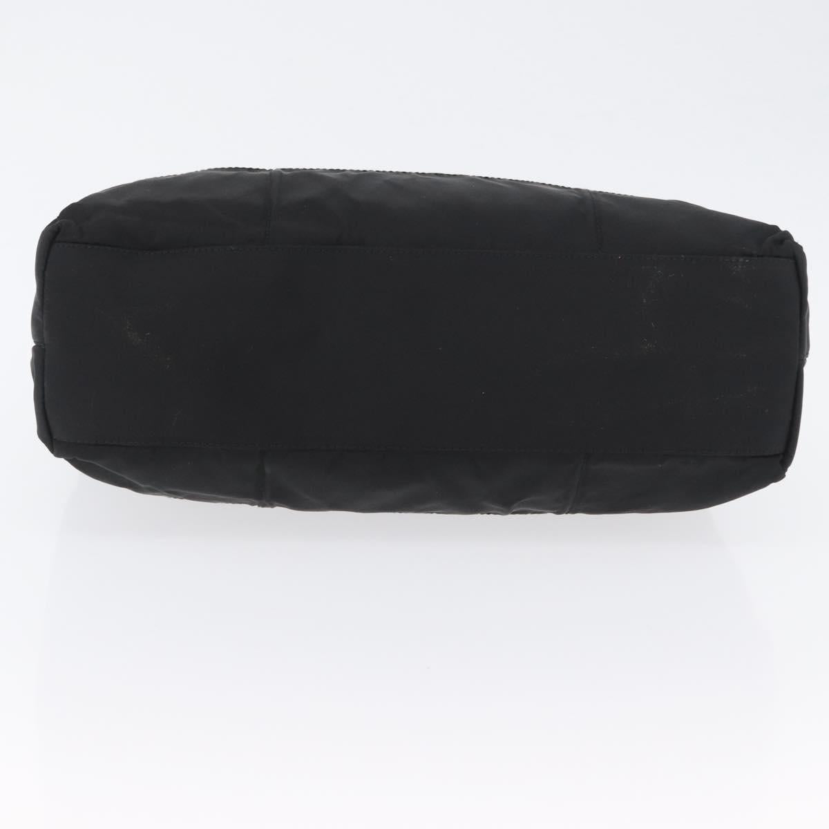 PRADA Tote Bag Nylon Black Silver Auth bs32790