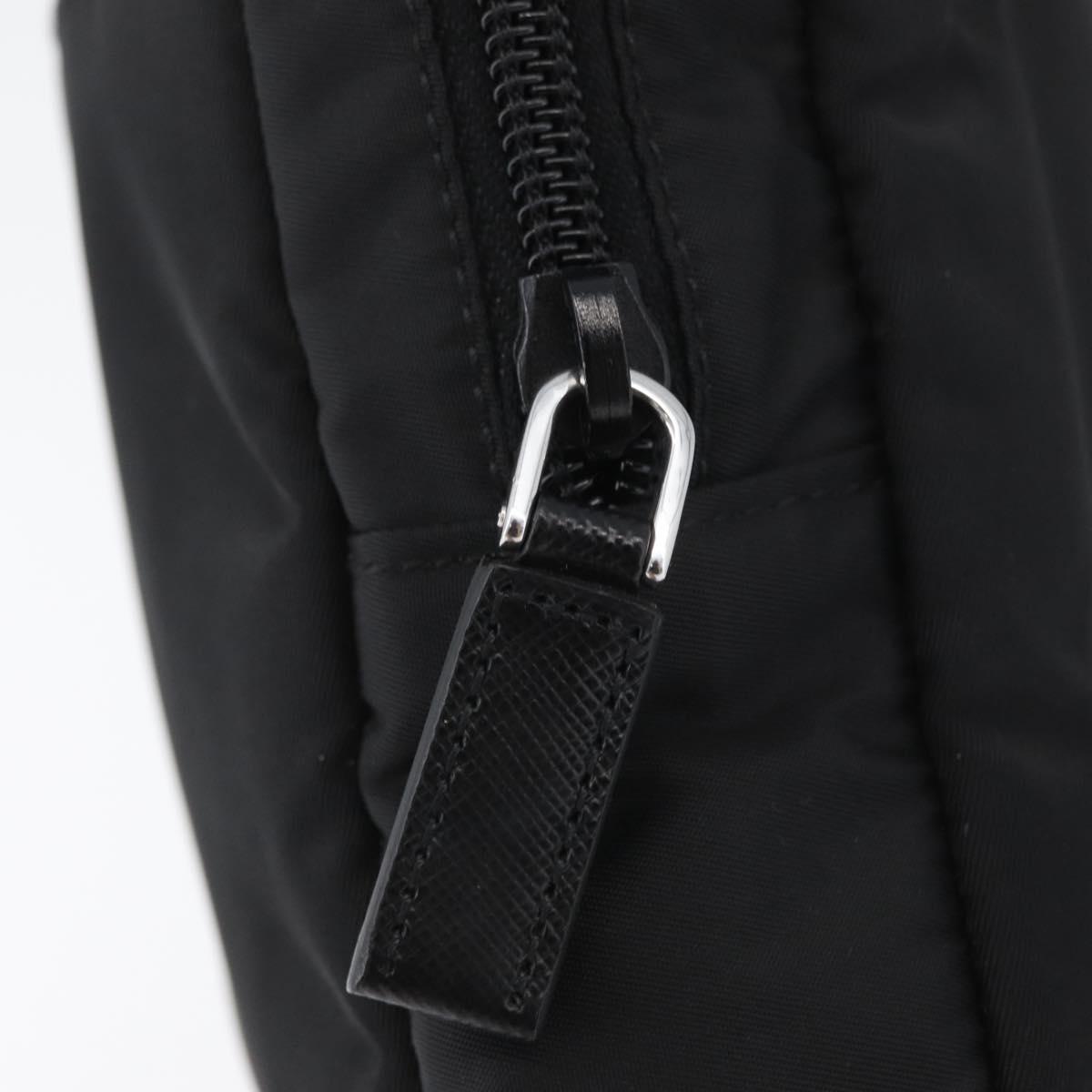 PRADA Pouch Nylon Black Silver Auth bs32791
