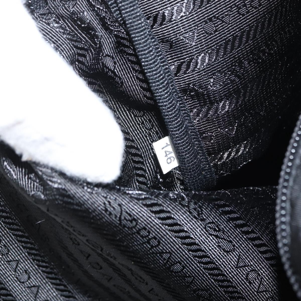PRADA Pouch Nylon Black Silver Auth bs32791