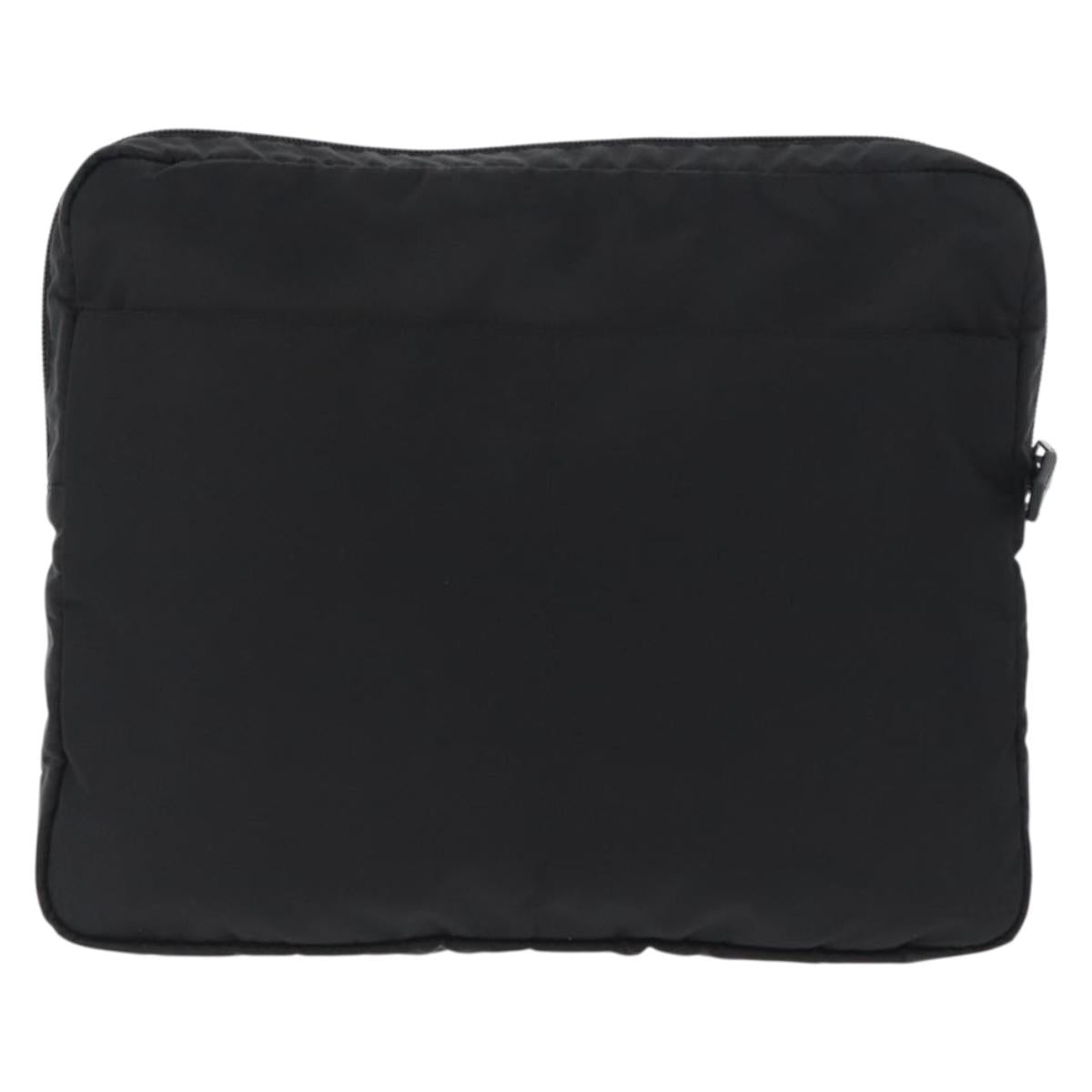 PRADA Pouch Nylon Black Silver Auth bs32791