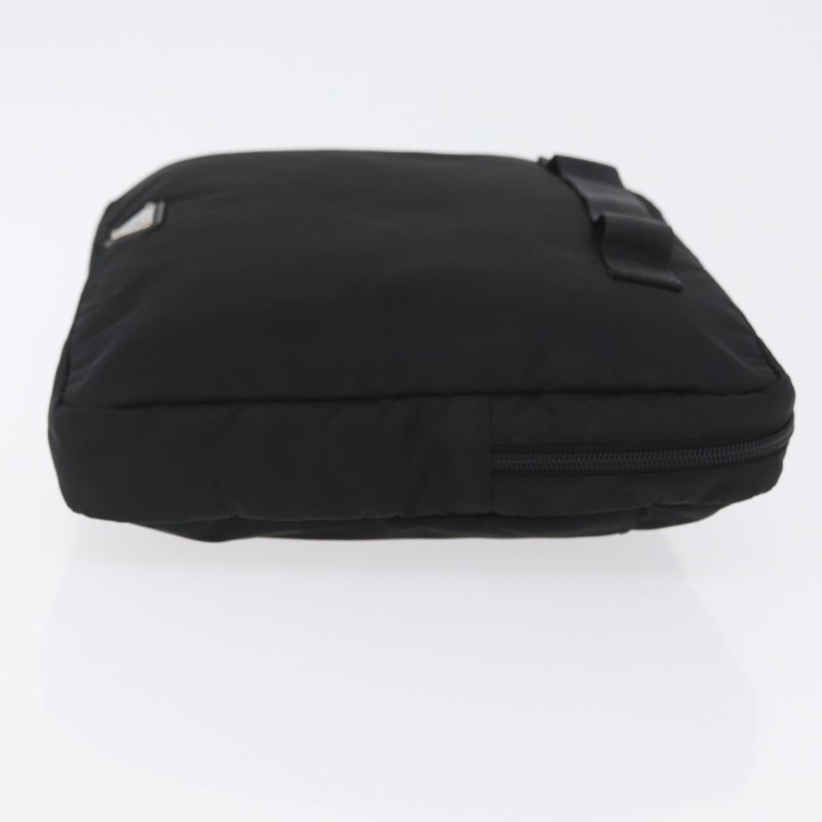 PRADA Pouch Nylon Black Silver Auth bs32791
