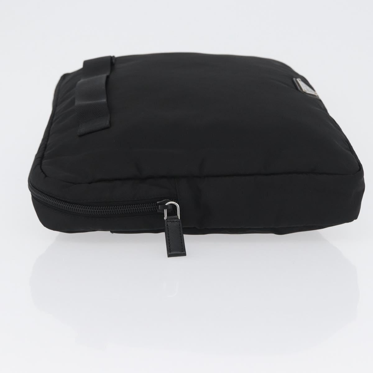 PRADA Pouch Nylon Black Silver Auth bs32791