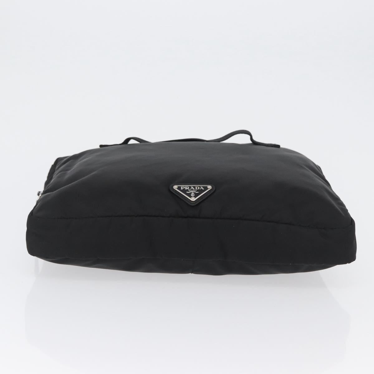 PRADA Pouch Nylon Black Silver Auth bs32791