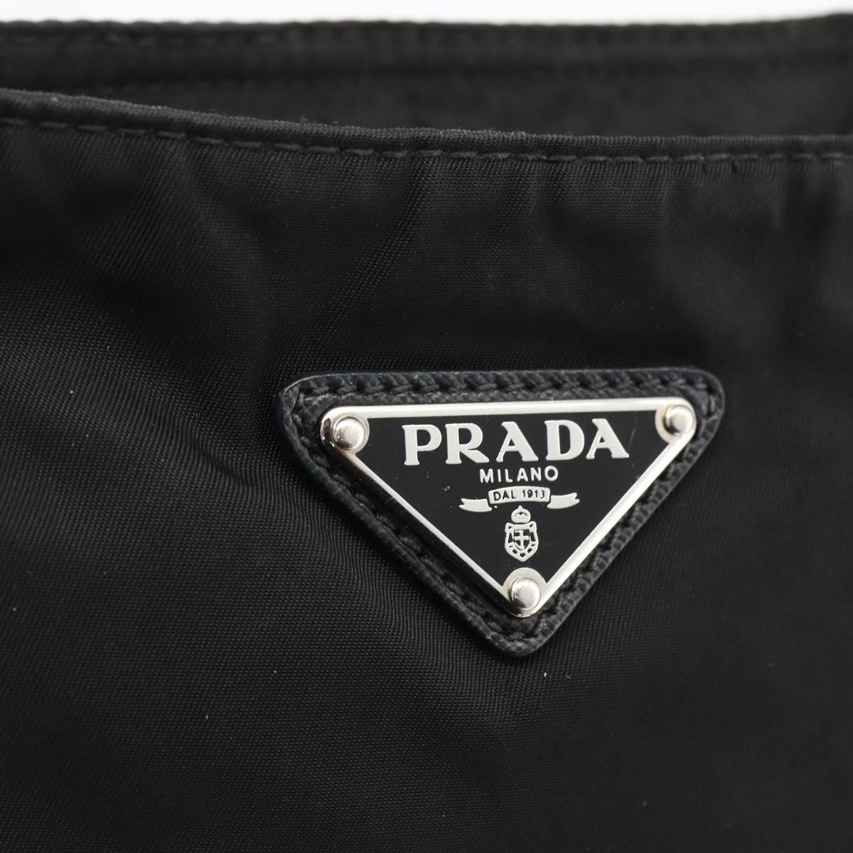PRADA Shoulder Bag Nylon Black Silver Auth bs32792