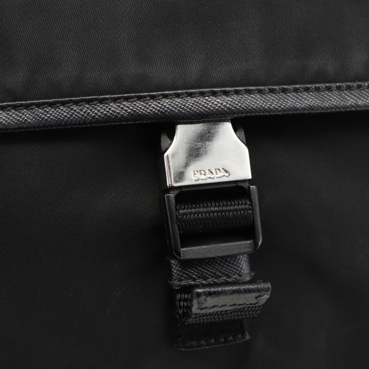 PRADA Shoulder Bag Nylon Black Silver Auth bs32792