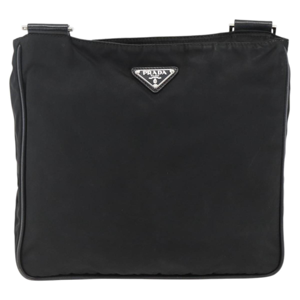 PRADA Shoulder Bag Nylon Black Silver Auth bs32792