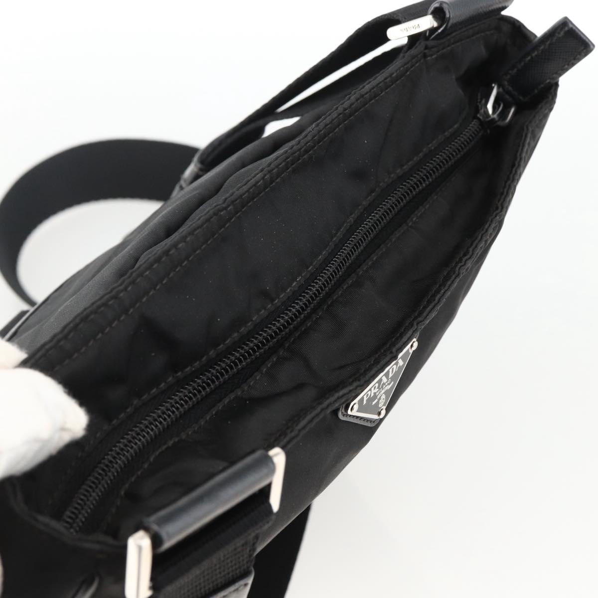 PRADA Shoulder Bag Nylon Black Silver Auth bs32792