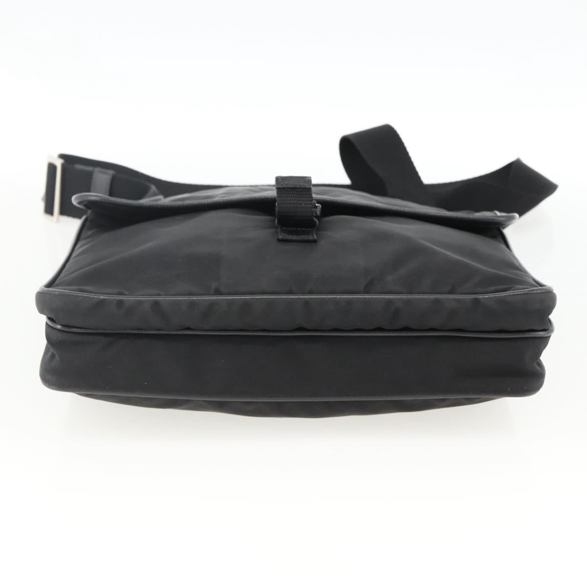 PRADA Shoulder Bag Nylon Black Silver Auth bs32792