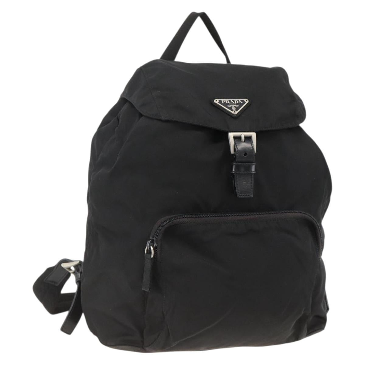 PRADA Backpack Nylon Black Silver Auth bs32793