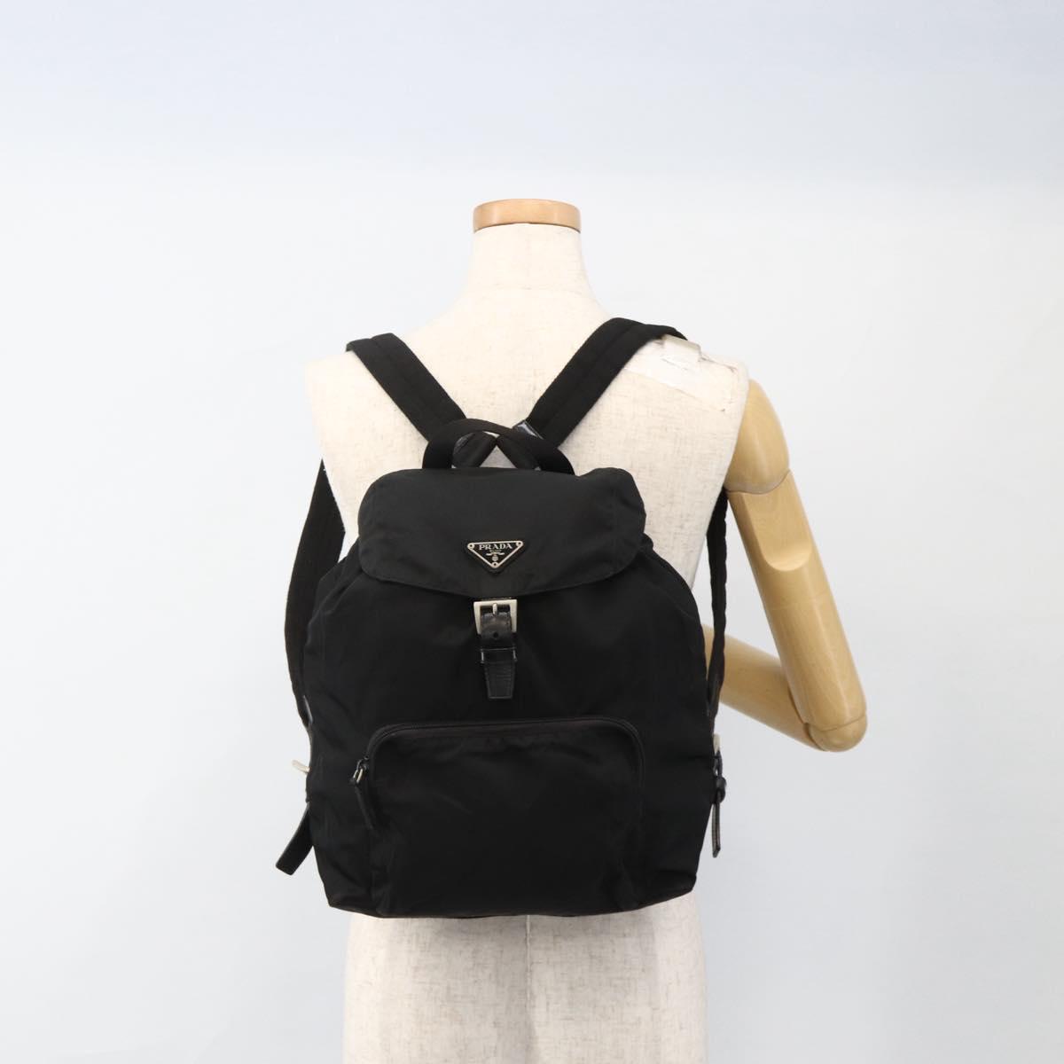 PRADA Backpack Nylon Black Silver Auth bs32793