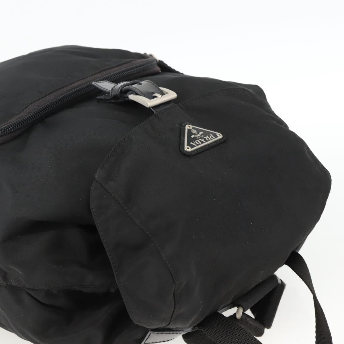 PRADA Backpack Nylon Black Silver Auth bs32793