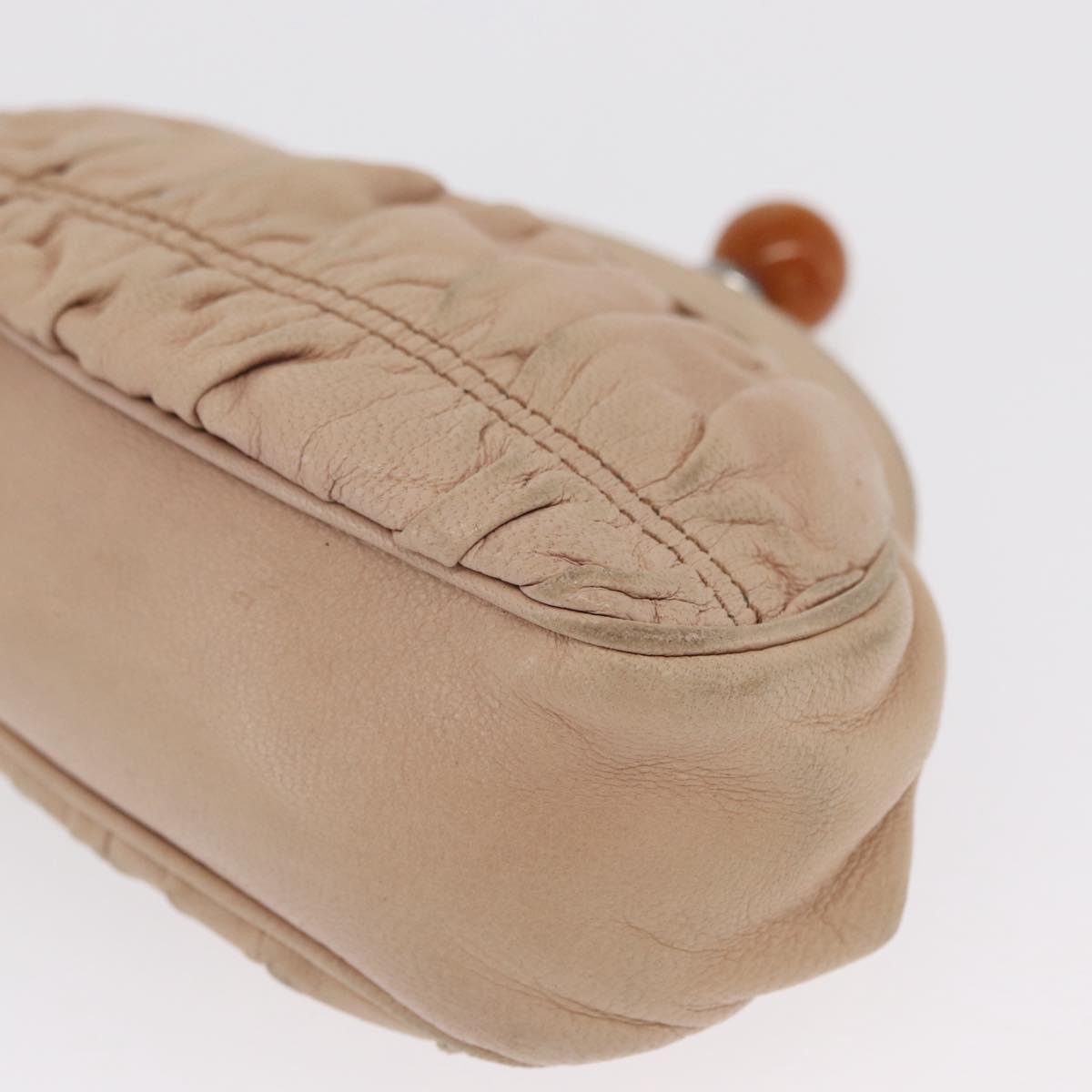 PRADA Pouch Leather Beige Auth bs32796