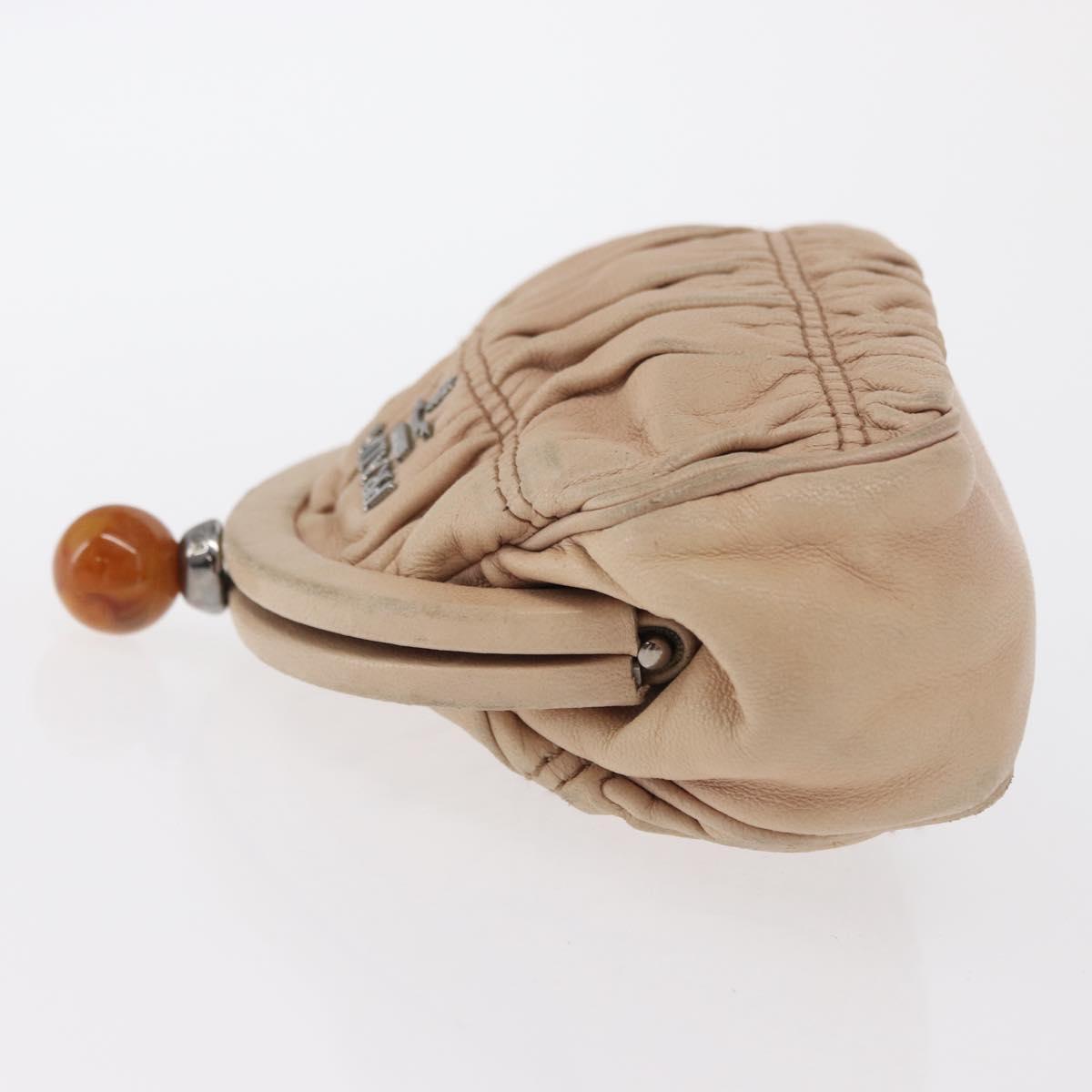 PRADA Pouch Leather Beige Auth bs32796