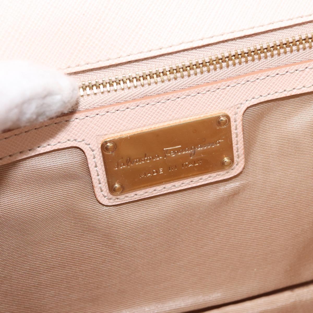 Salvatore Ferragamo Chain Shoulder Bag Leather Pink Gold Auth bs32823