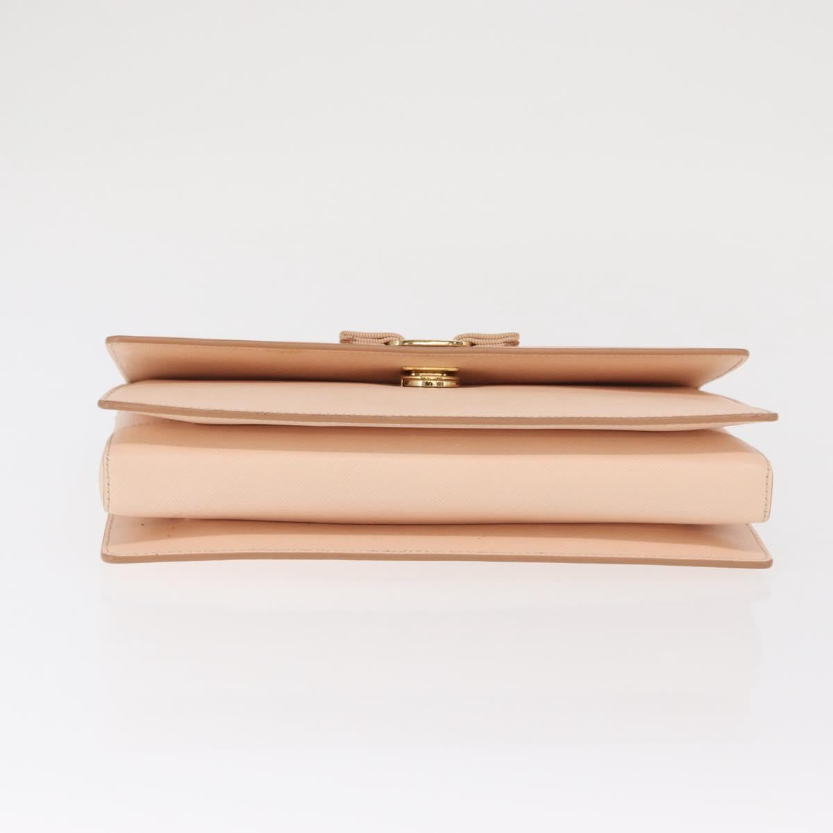 Salvatore Ferragamo Chain Shoulder Bag Leather Pink Gold Auth bs32823