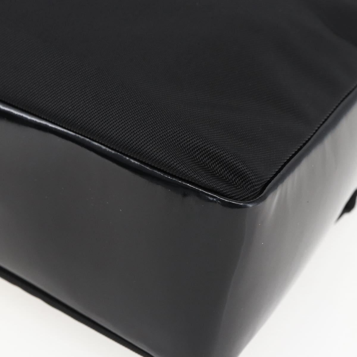 GUCCI Bamboo Hand Bag Nylon Black Silver Auth bs32825