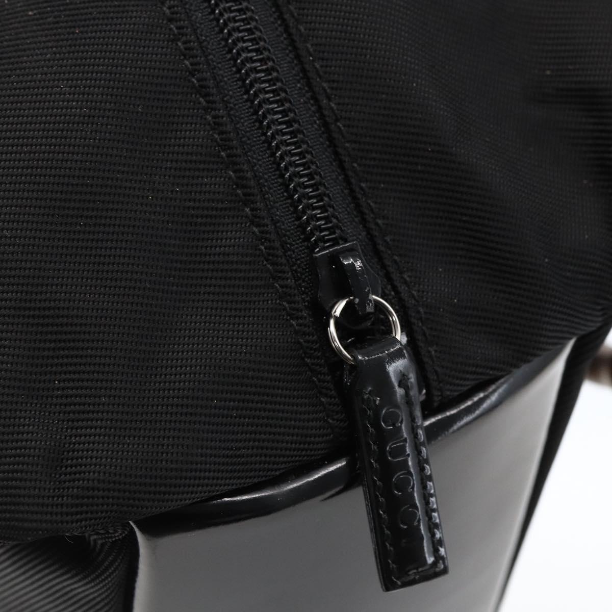 GUCCI Bamboo Hand Bag Nylon Black Silver Auth bs32825