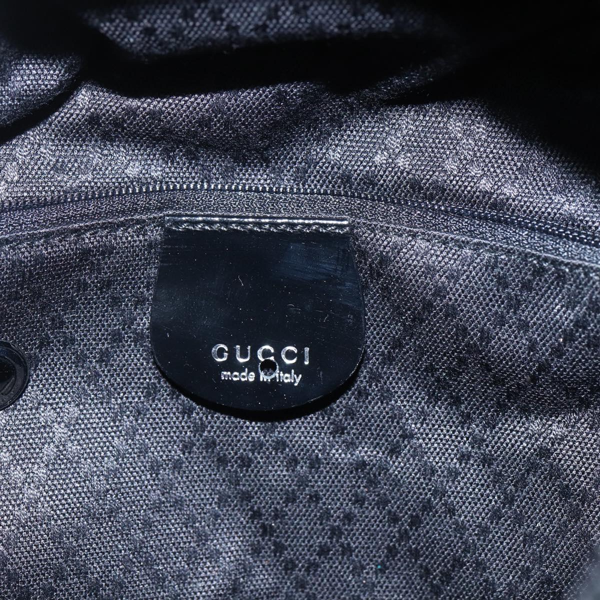 GUCCI Bamboo Hand Bag Nylon Black Silver Auth bs32825