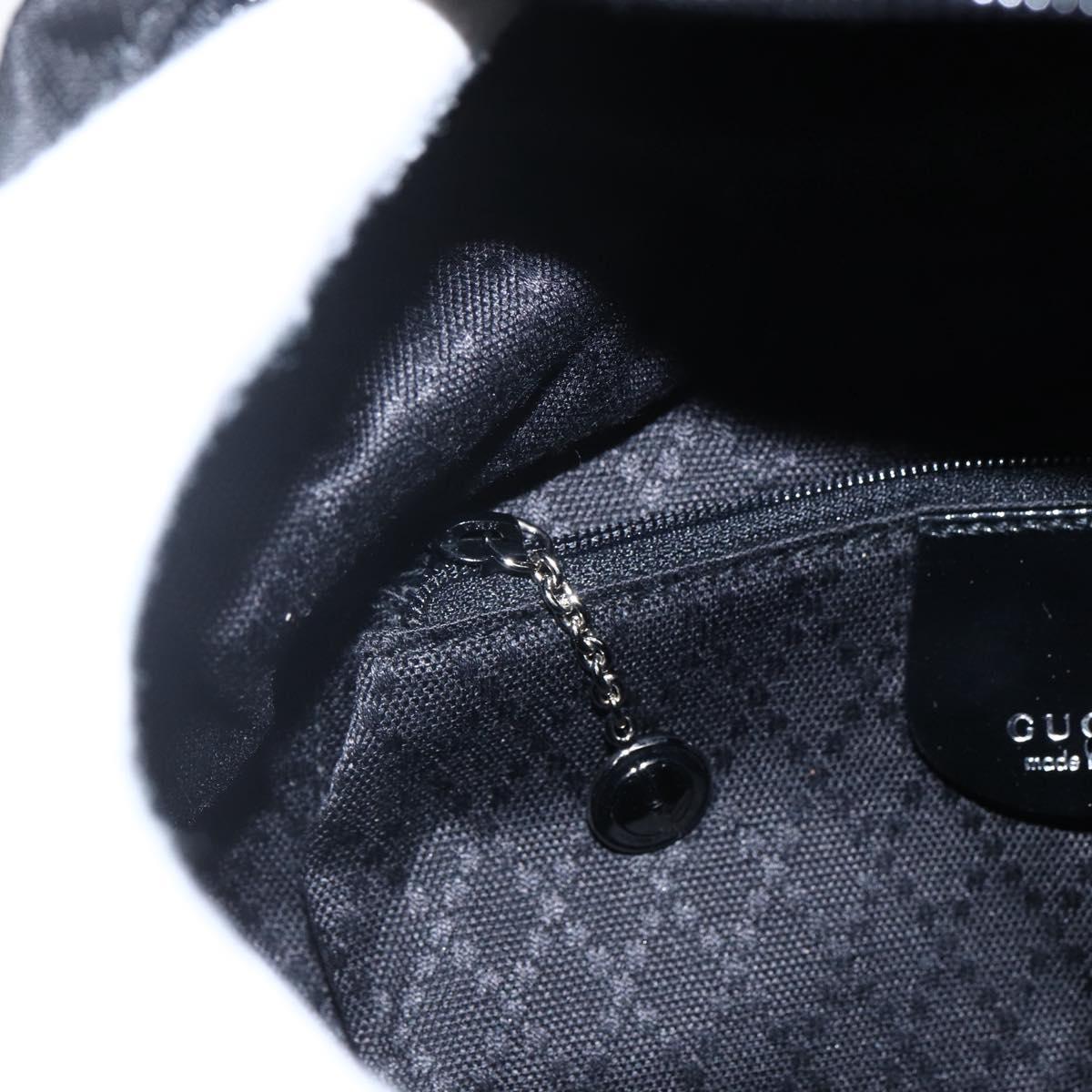 GUCCI Bamboo Hand Bag Nylon Black Silver Auth bs32825