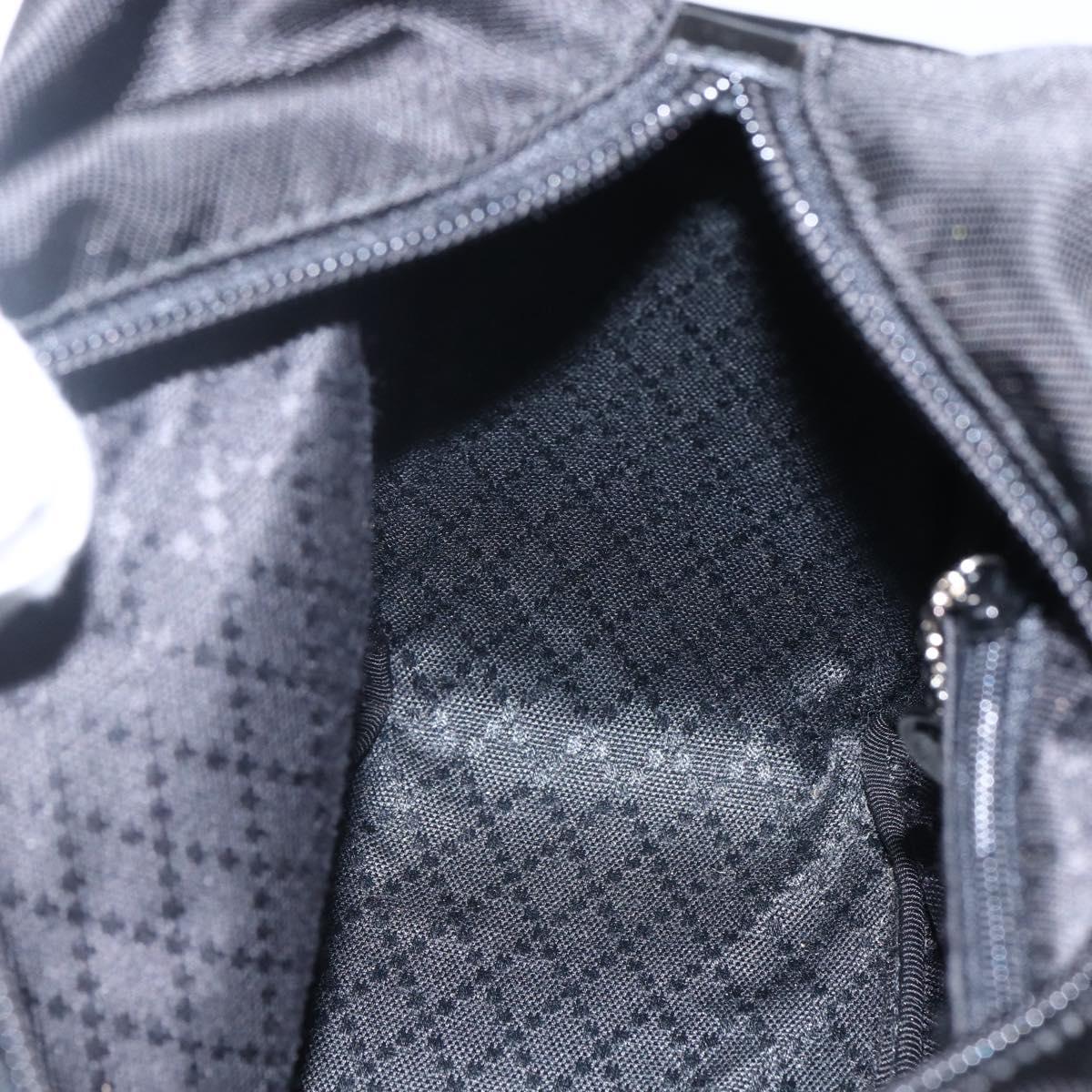 GUCCI Bamboo Hand Bag Nylon Black Silver Auth bs32825