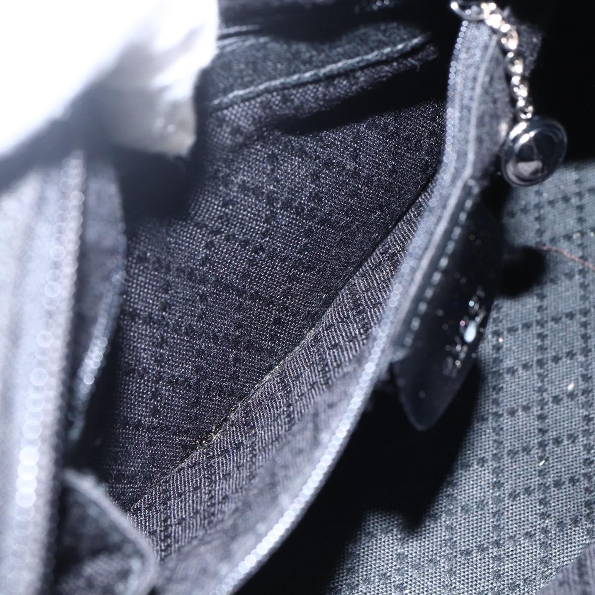 GUCCI Bamboo Hand Bag Nylon Black Silver Auth bs32825