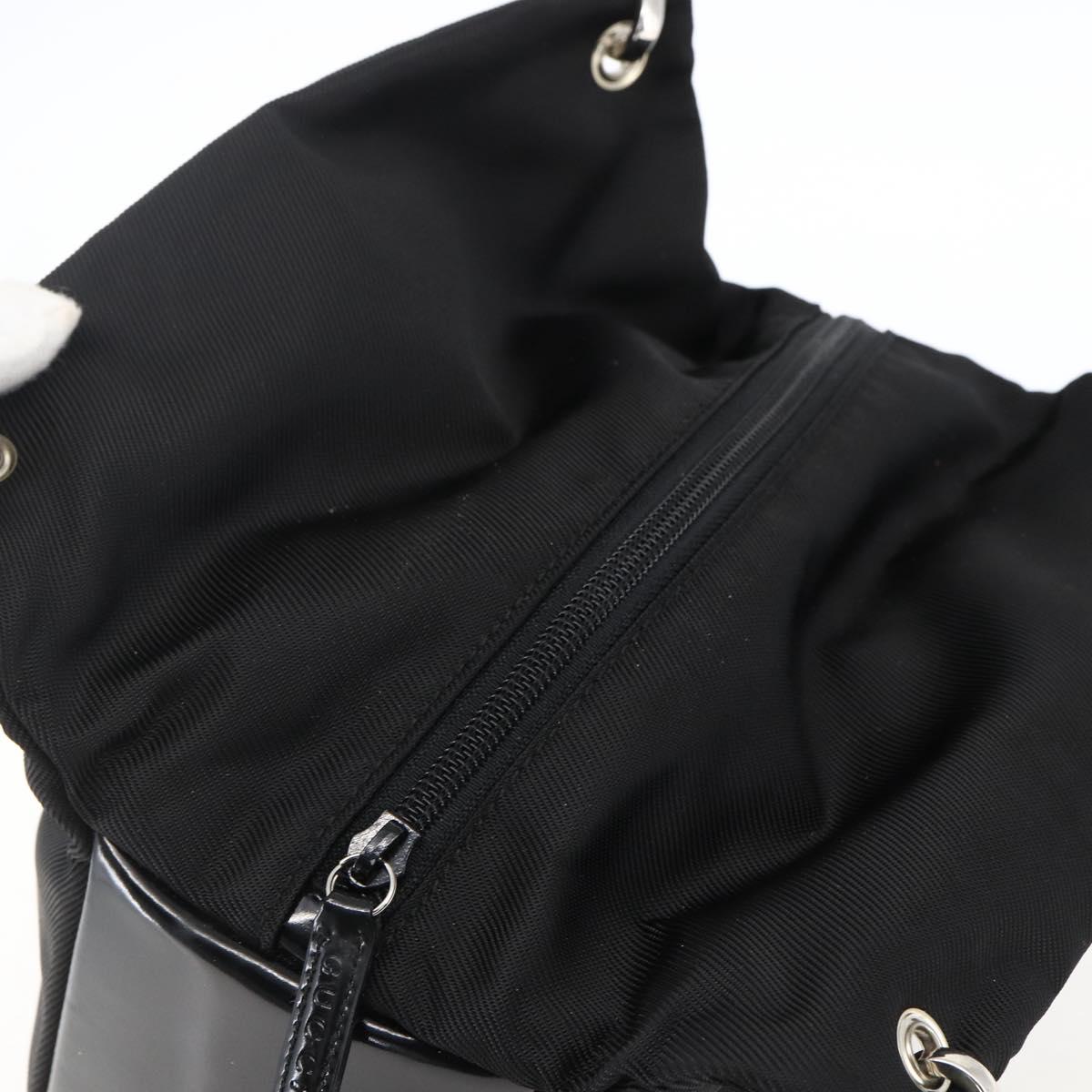 GUCCI Bamboo Hand Bag Nylon Black Silver Auth bs32825