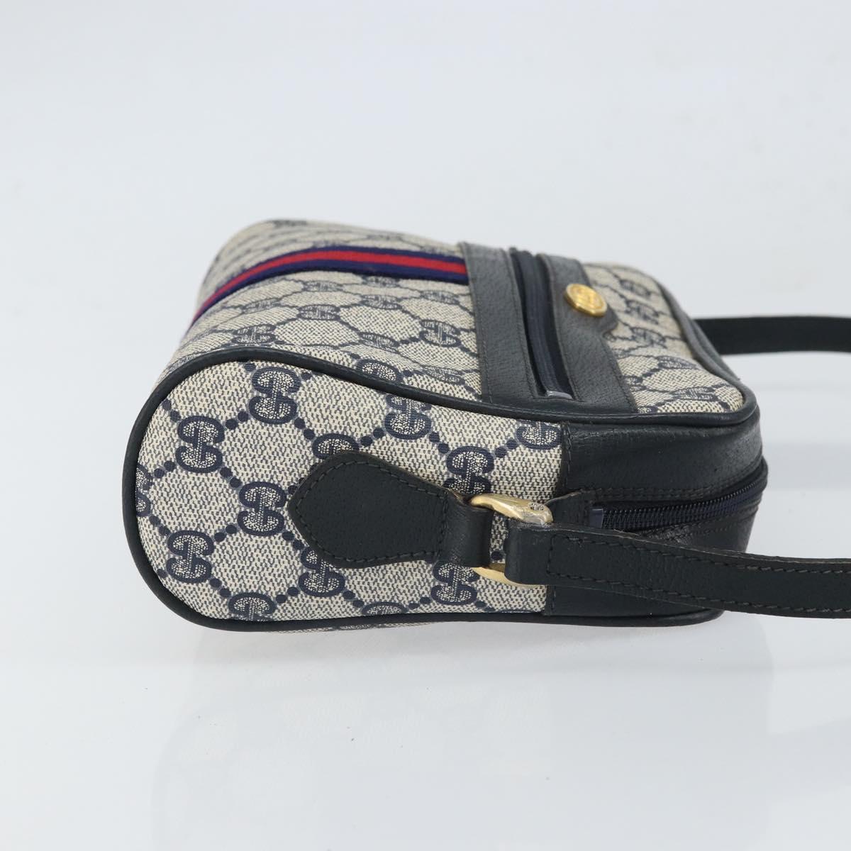 GUCCI GG Supreme Sherry Line Shoulder Bag PVC Red Navy 68 001 3654 Auth bs32828