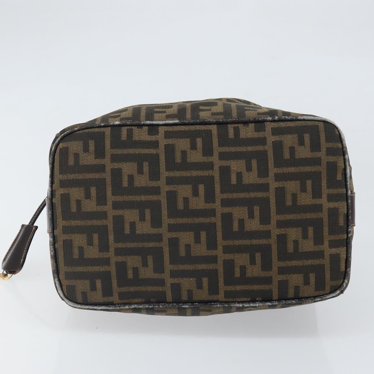FENDI Zucca Canvas Hand Bag Black Brown Auth bs32830