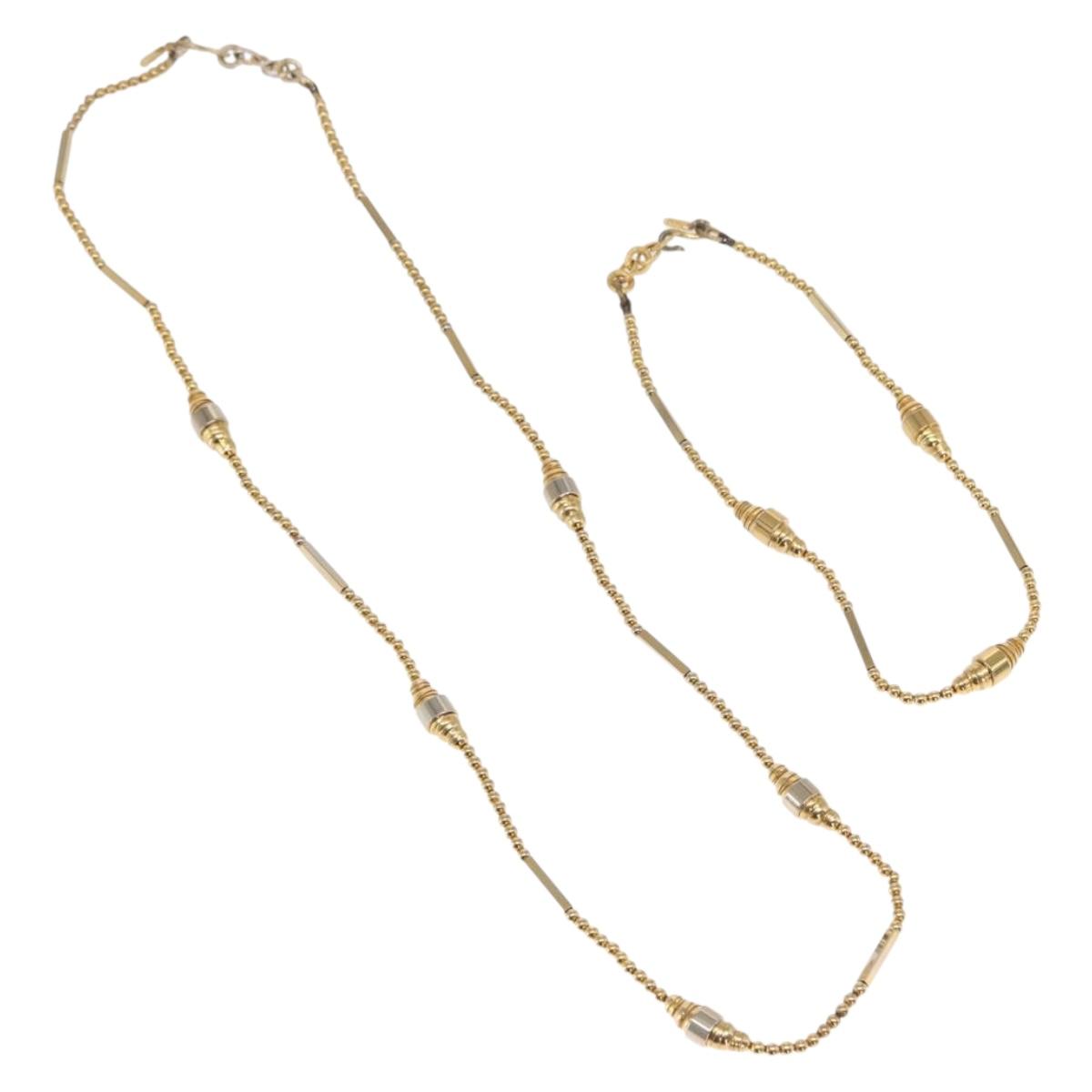 SAINT LAURENT Necklace metal 2 Set Gold Auth bs32833