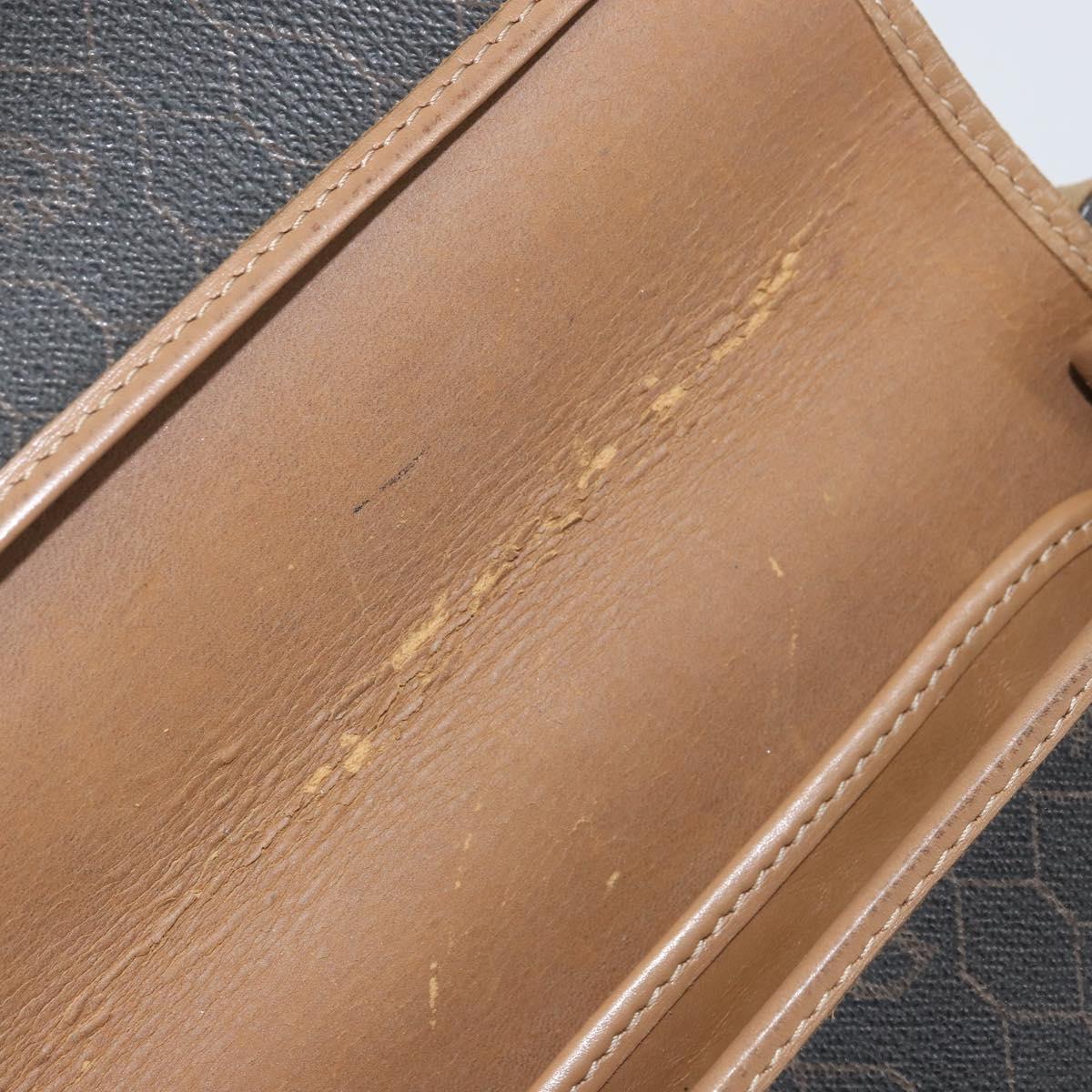 Christian Dior Honeycomb Canvas Shoulder Bag PVC Black Gold Auth bs32839