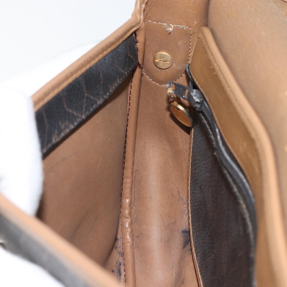 Christian Dior Honeycomb Canvas Shoulder Bag PVC Black Gold Auth bs32839