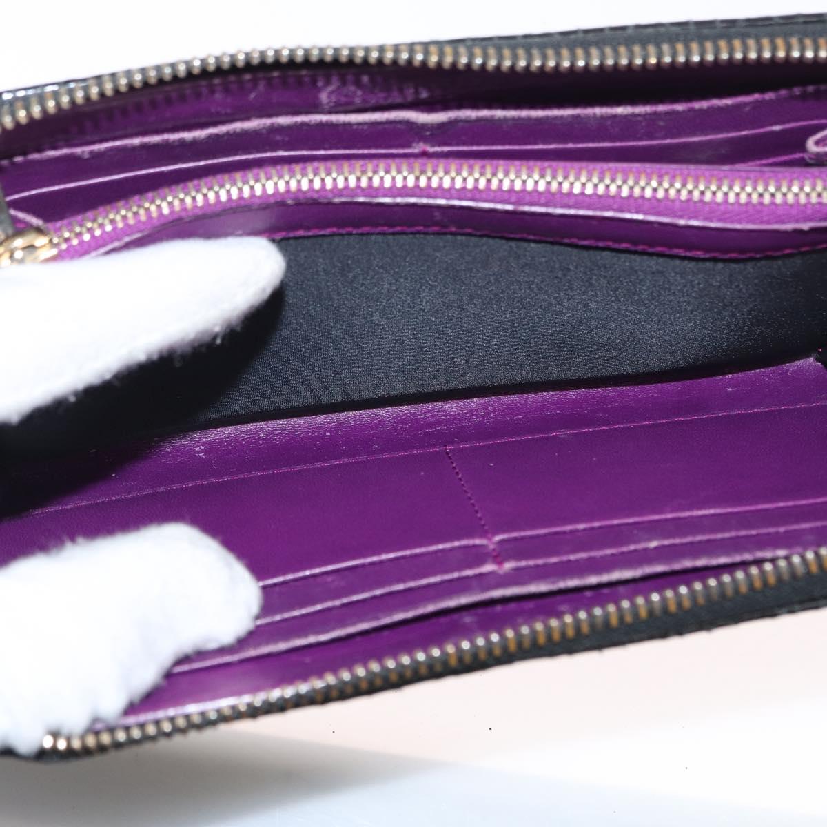 Christian Dior Canage Long Wallet Patent leather Black Gold Auth bs32844
