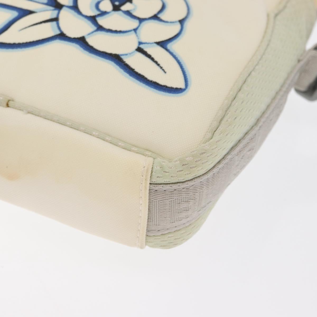 CHANEL Sports Line Shoulder Bag Nylon White Silver CC Auth bs32847