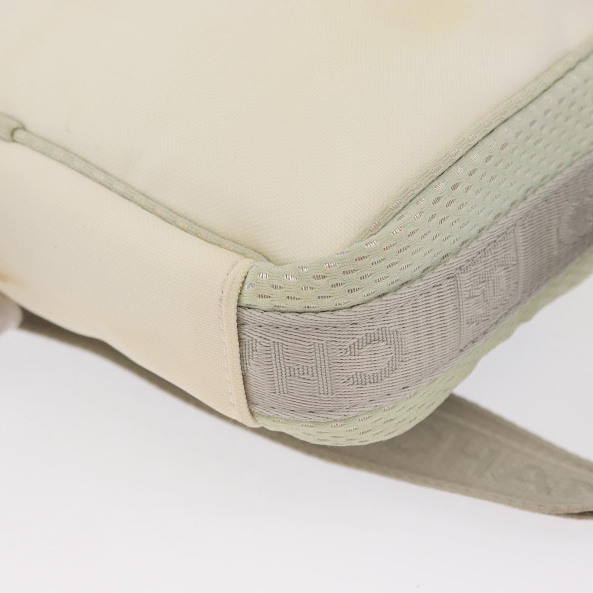 CHANEL Sports Line Shoulder Bag Nylon White Silver CC Auth bs32847