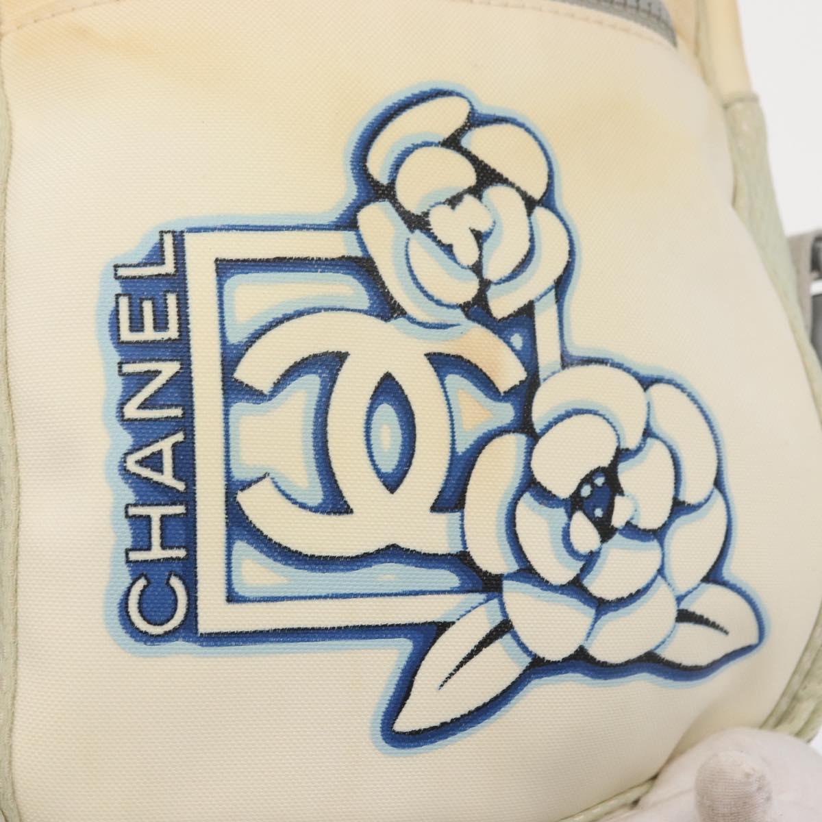 CHANEL Sports Line Shoulder Bag Nylon White Silver CC Auth bs32847