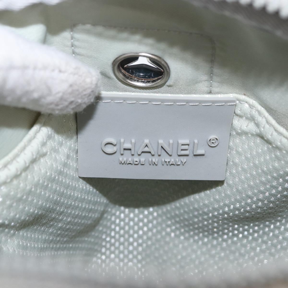 CHANEL Sports Line Shoulder Bag Nylon White Silver CC Auth bs32847