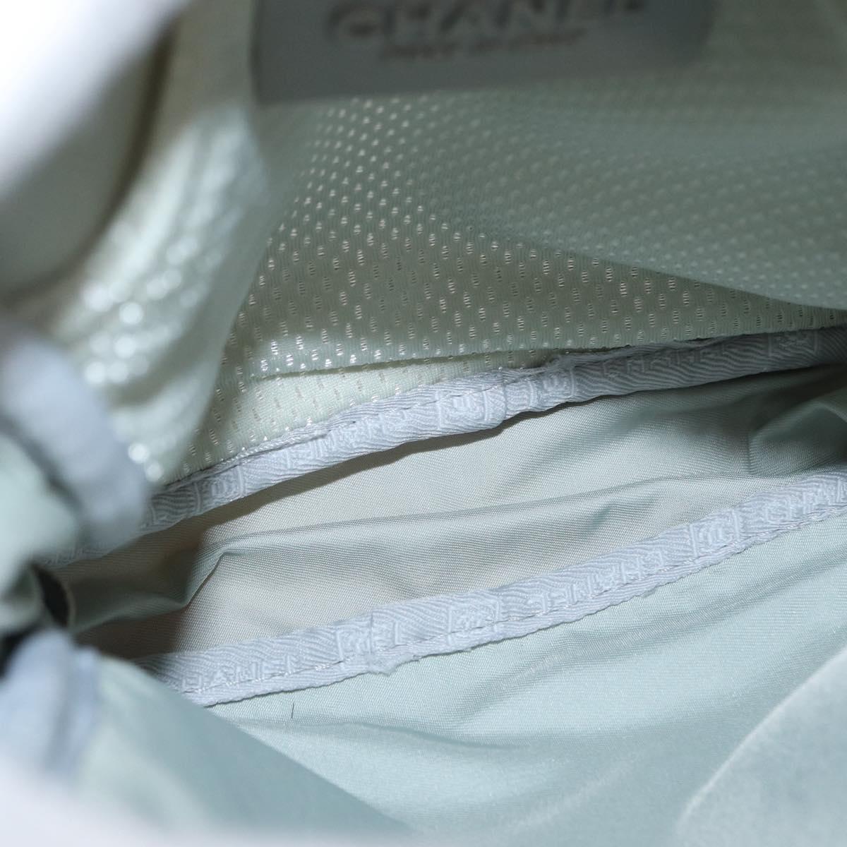 CHANEL Sports Line Shoulder Bag Nylon White Silver CC Auth bs32847