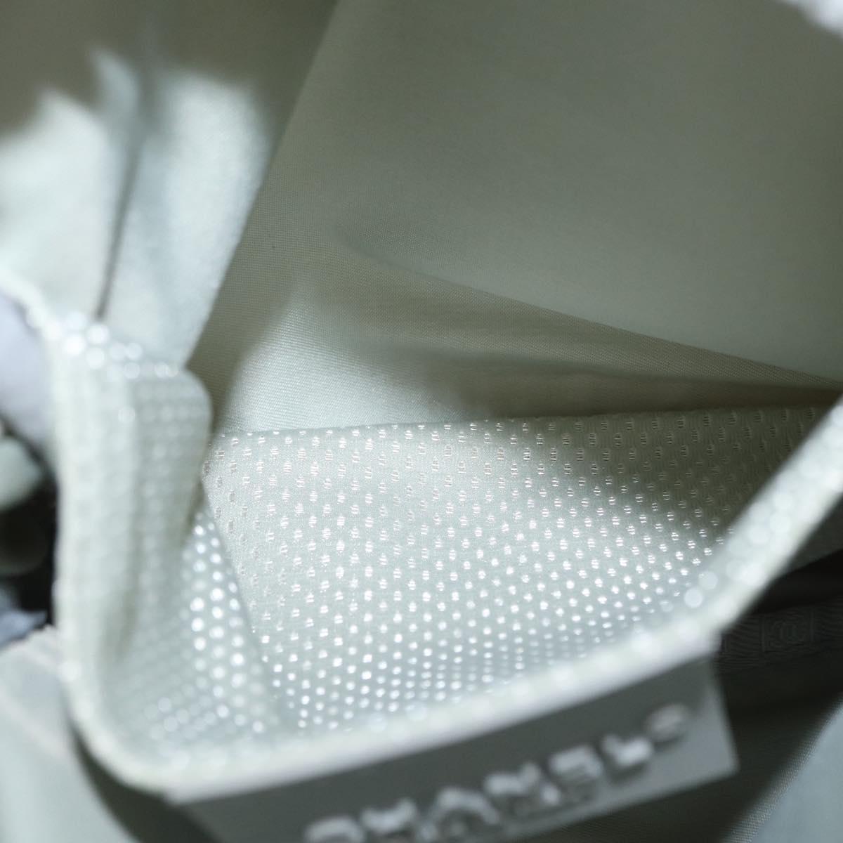 CHANEL Sports Line Shoulder Bag Nylon White Silver CC Auth bs32847